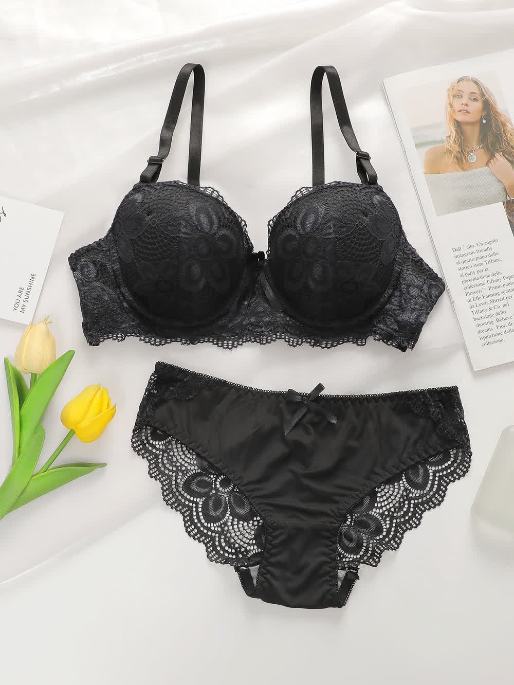 Black Lace Bra Set A2123