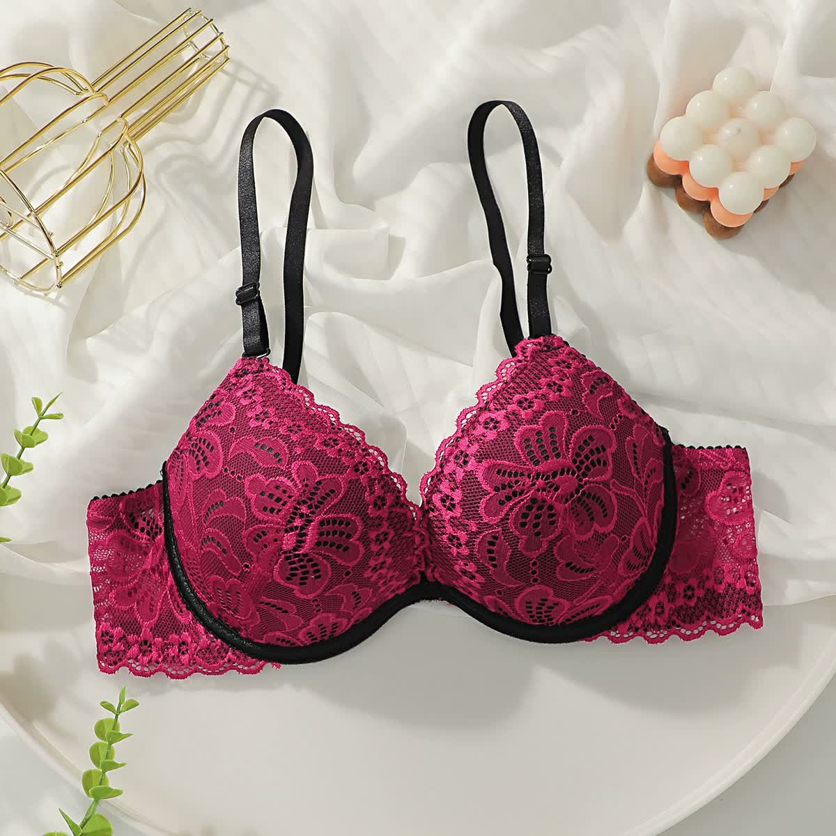 Wholesale Red Lace Underwire-Style Bra A3216