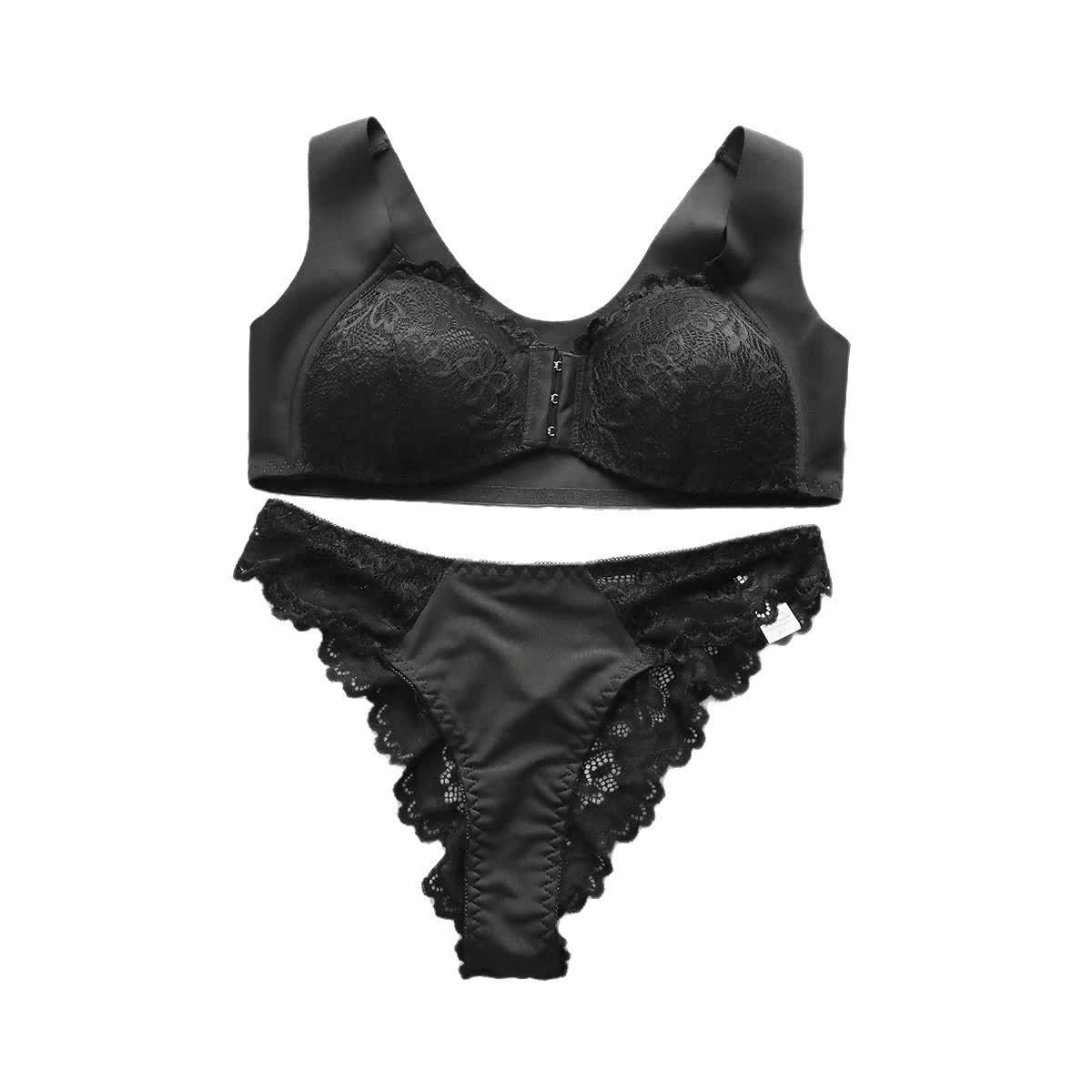 Wholesale Black Wireless Front-Closure Bra Set B2360