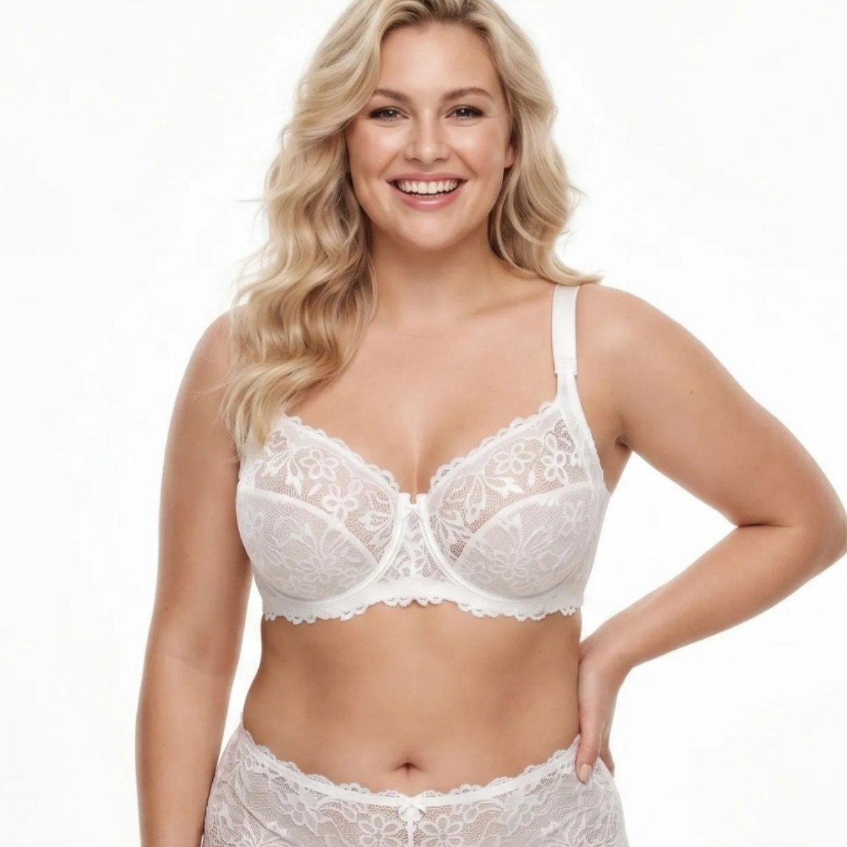 Wholesale White Full-Cup Lace Bra CNW002