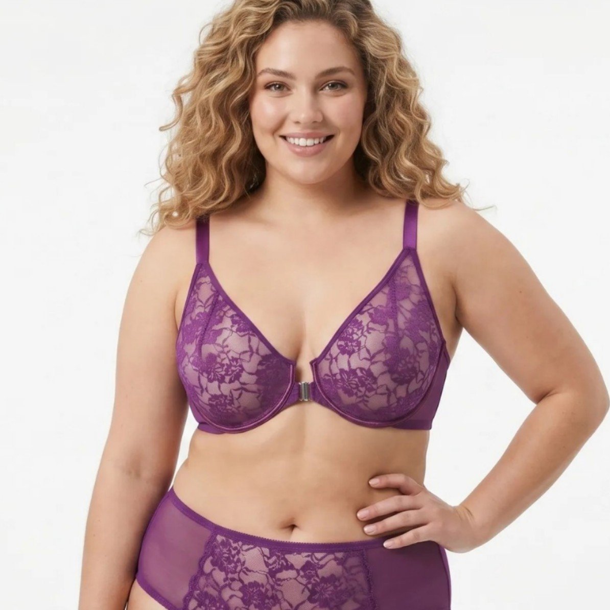 Wholesale Purple Front-Closure Lace Bra CNW007