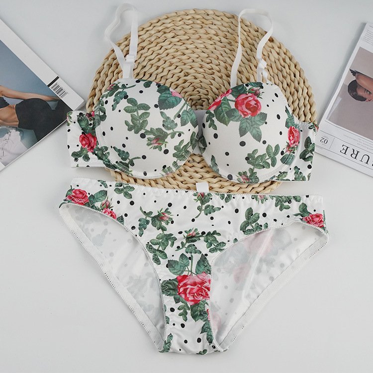 Wholesale White Floral Print Bra Set CNW038
