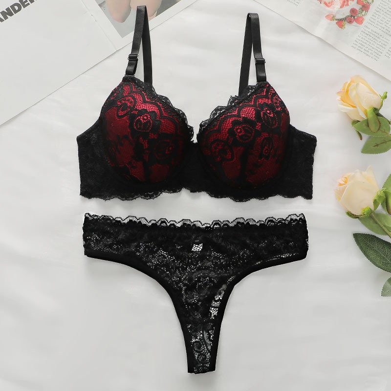 Wholesale Black and Red Lace Bra Set CNW059