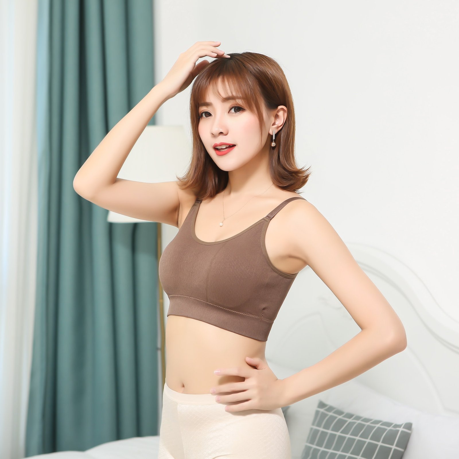 Wholesale Brown Seamless Crop Bralette CNW070