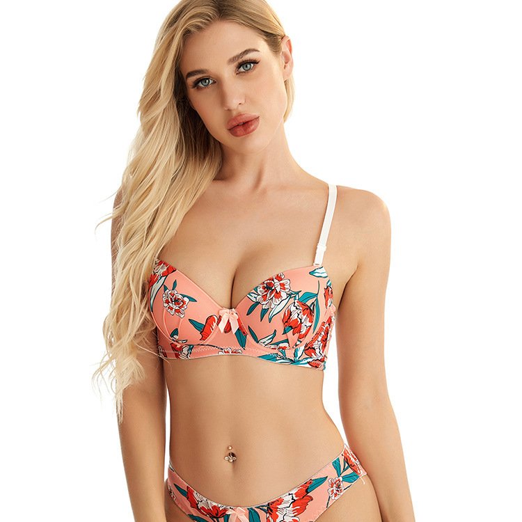 Wholesale White Tropical Floral Bra Set CNW083
