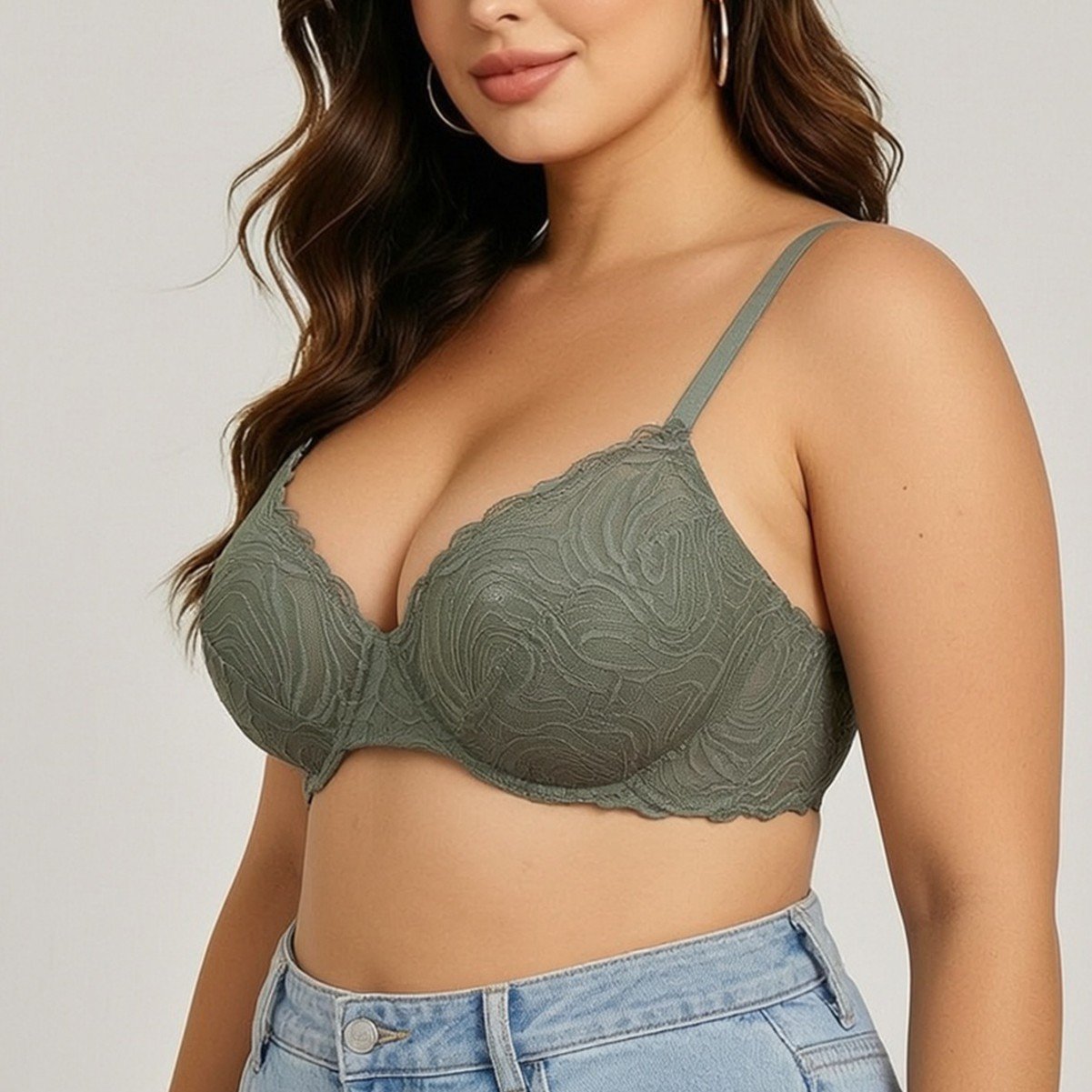 Wholesale Sage Green Lace Full-Cup Bra CNW112