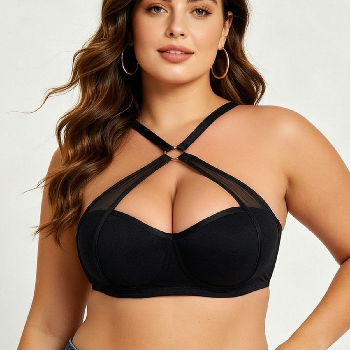 Wholesale Black Strappy Longline Bra CNW114