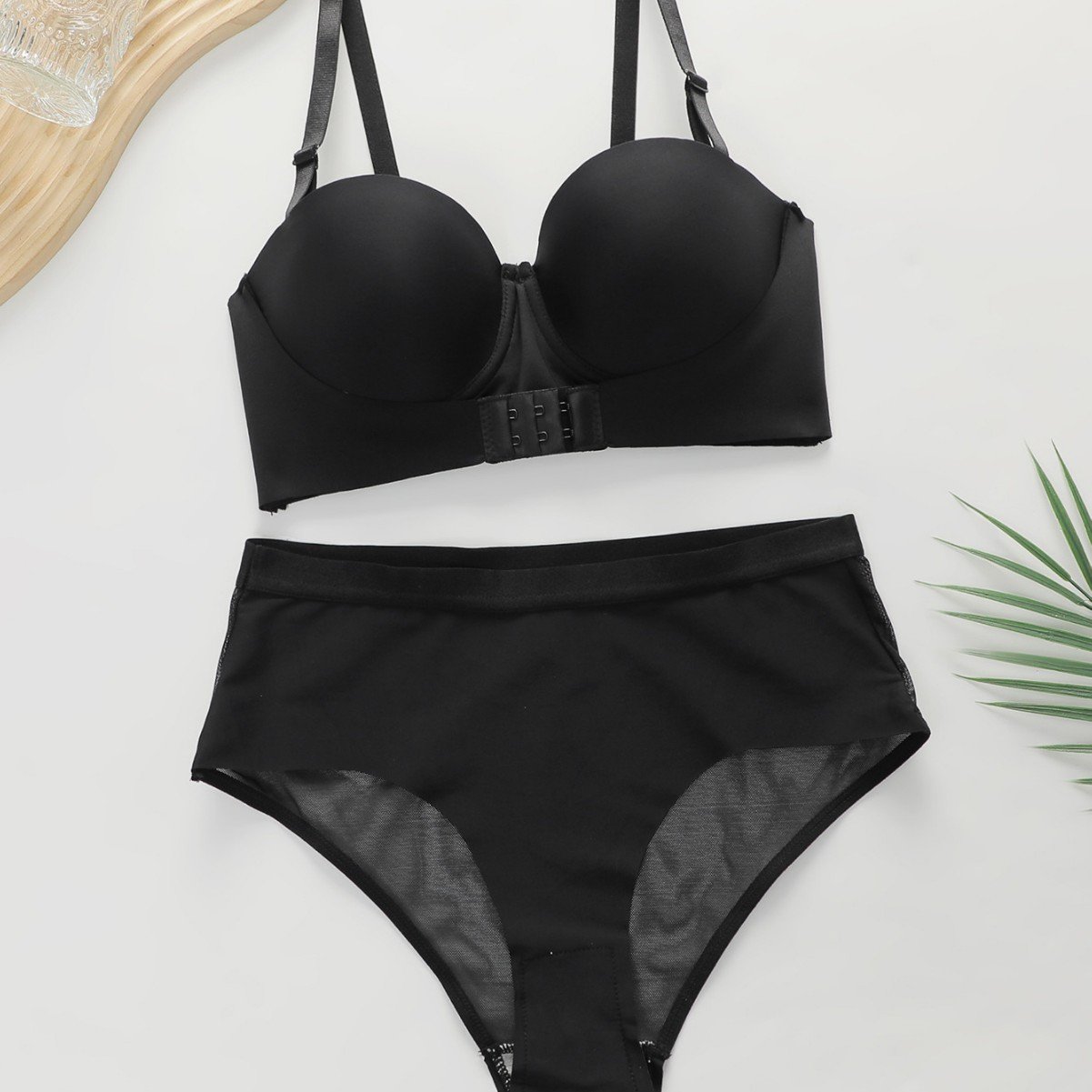 Wholesale Black Front-Closure Bra Set CNW115