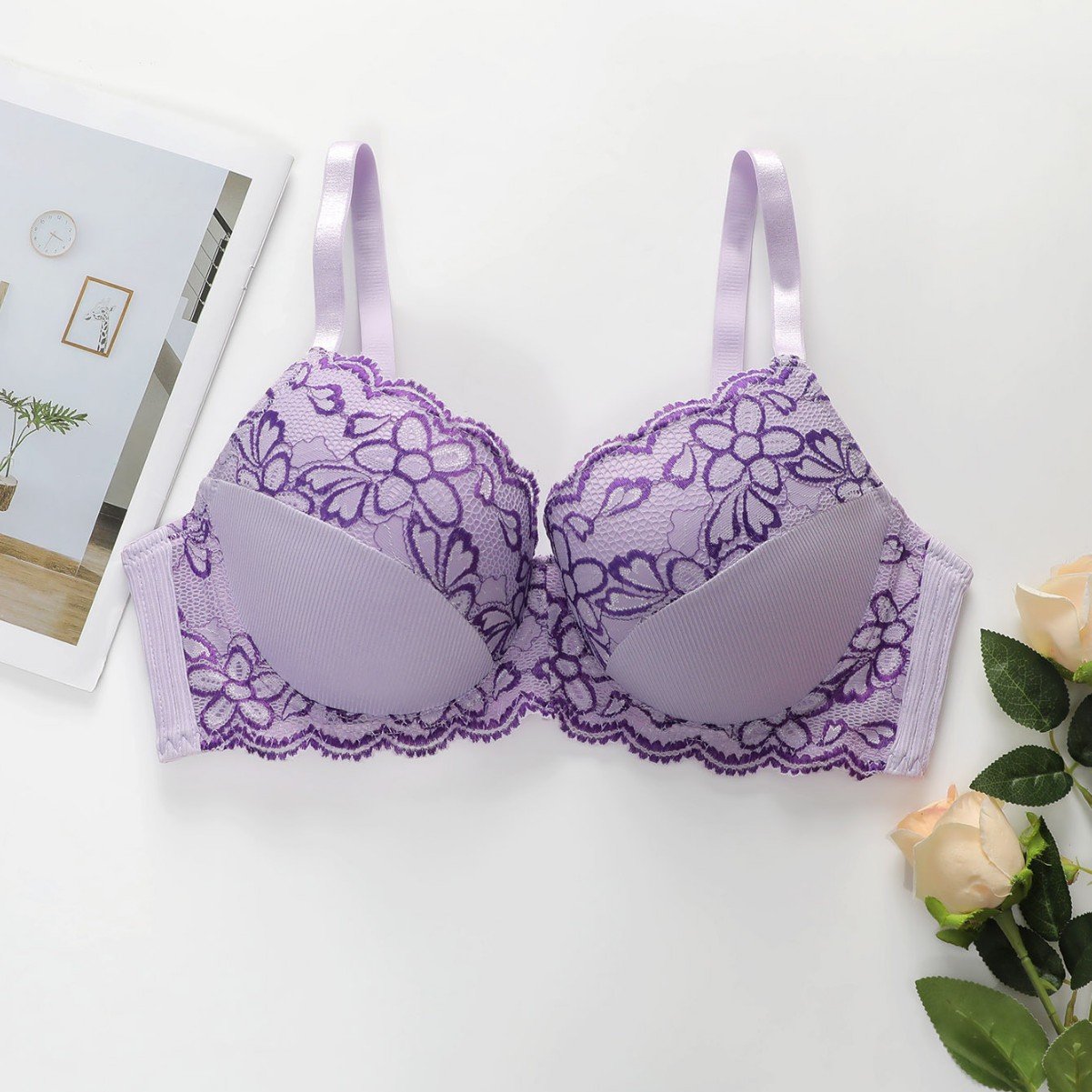 Wholesale Lavender Floral Lace Bra CNW117