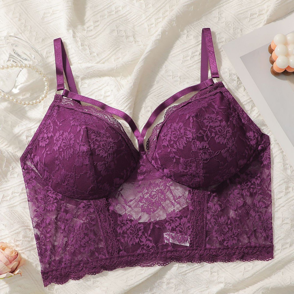 Wholesale Purple Lace Longline Bra CNW130