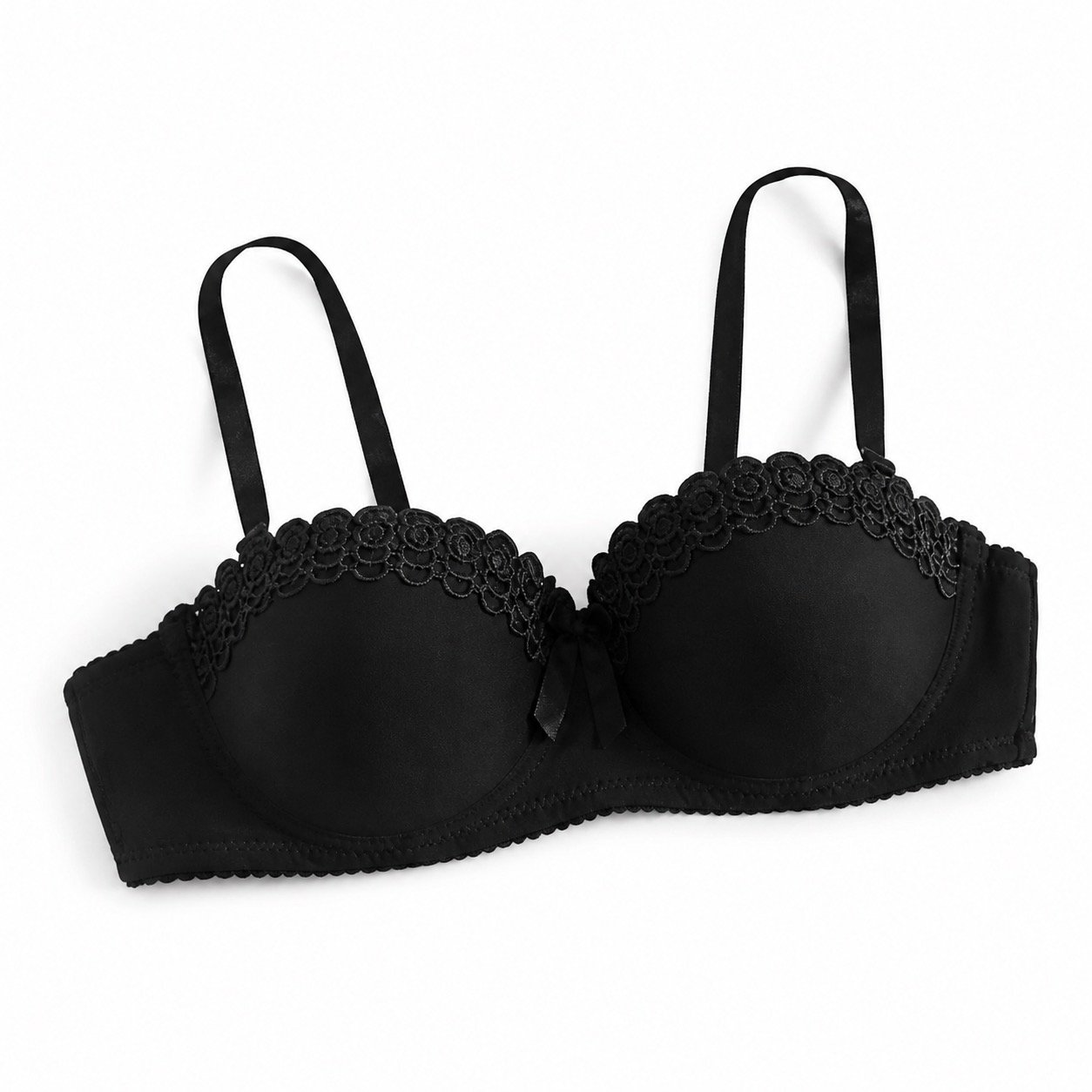 Wholesale Black Lace-Trim Balconette Bra J1903