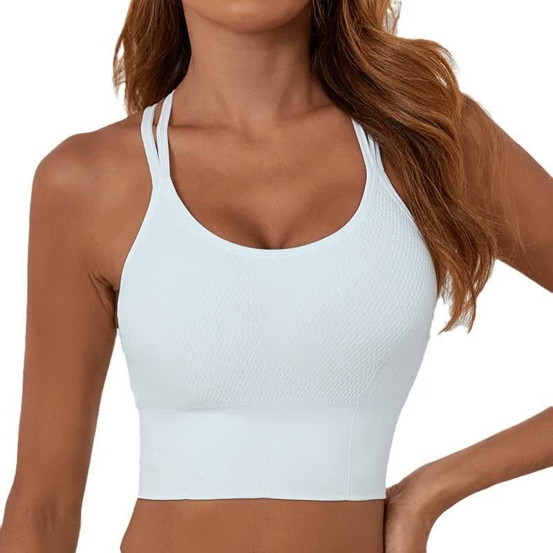 Wholesale White Cross-Back Sports Bralette M035