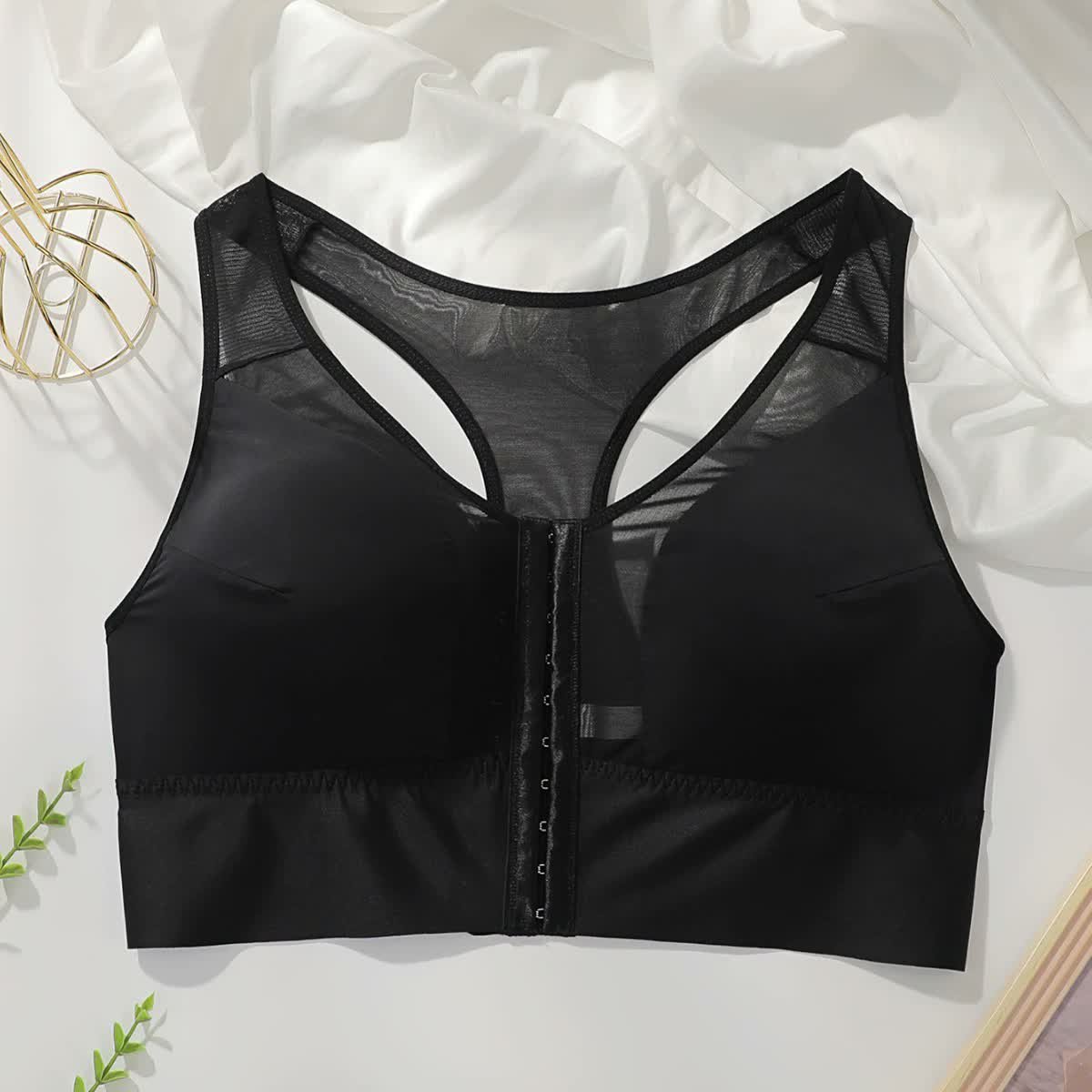 Wholesale Black Front-Closure Longline Bra MR3498