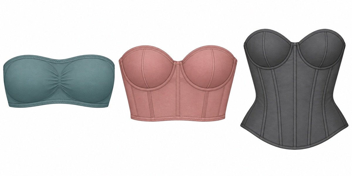 Lingerie as outerwear design concepts with bandeau, longline and corset-inspired silhouettes