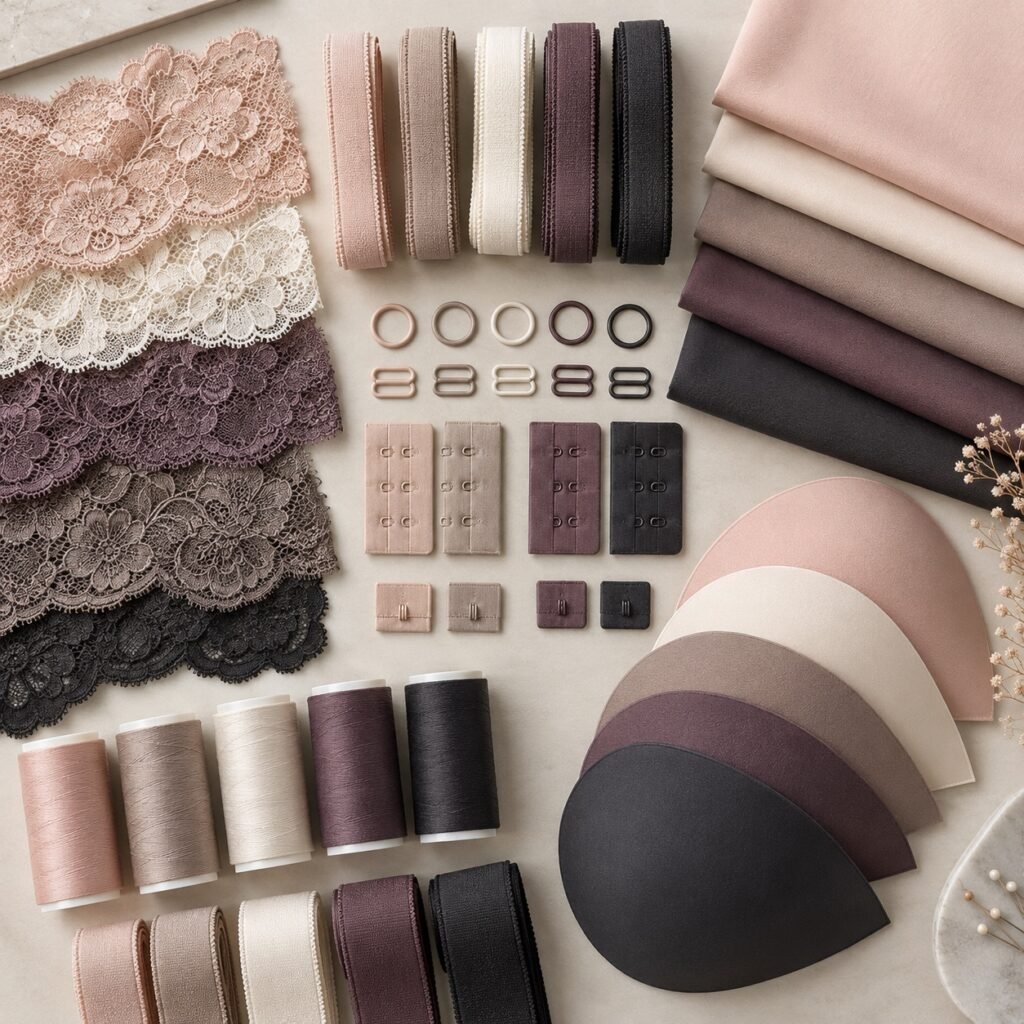 Bra lace elastic fabric foam thread and hardware color matching board for private-label development